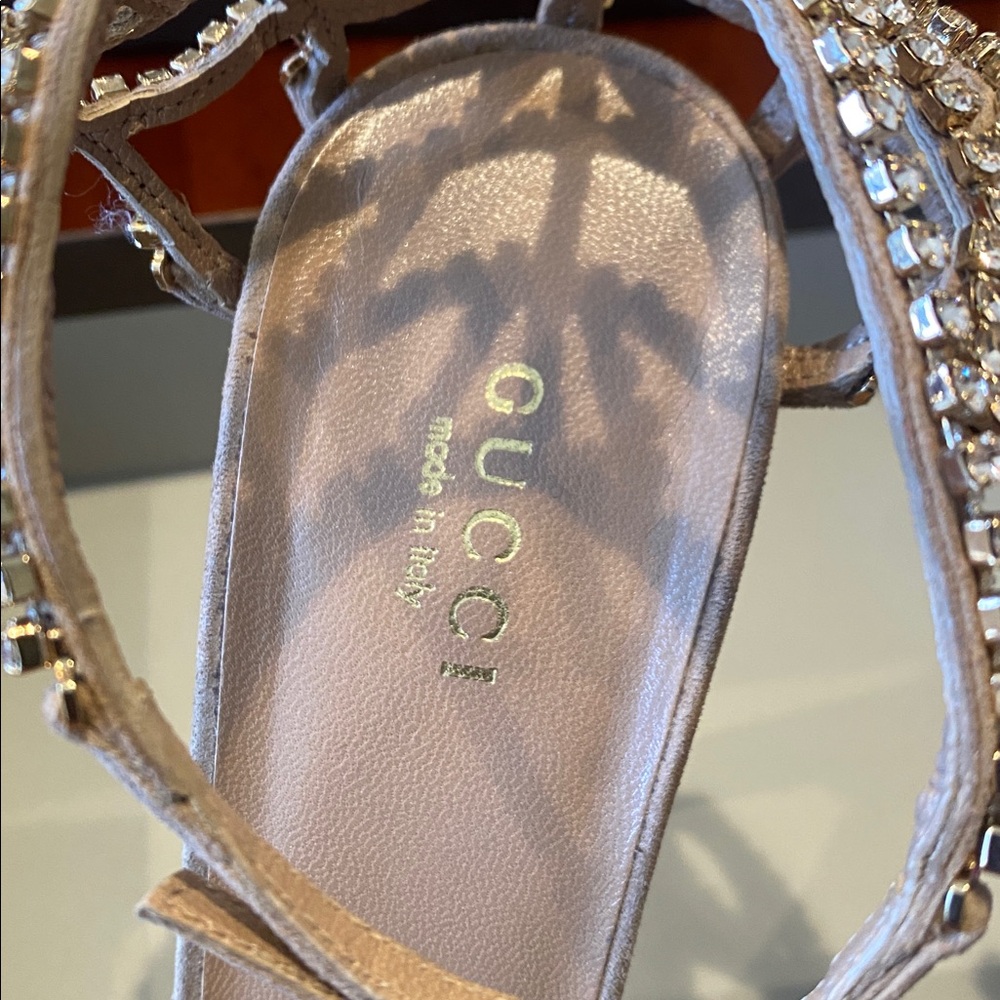 GUCCI Pink and Nude Embellished crystal back extending above Heels SIZE 37.5 - Picture 2 of 11